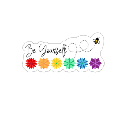 Be Yourself Bee Rainbow Flower Line Die-Cut Stickers