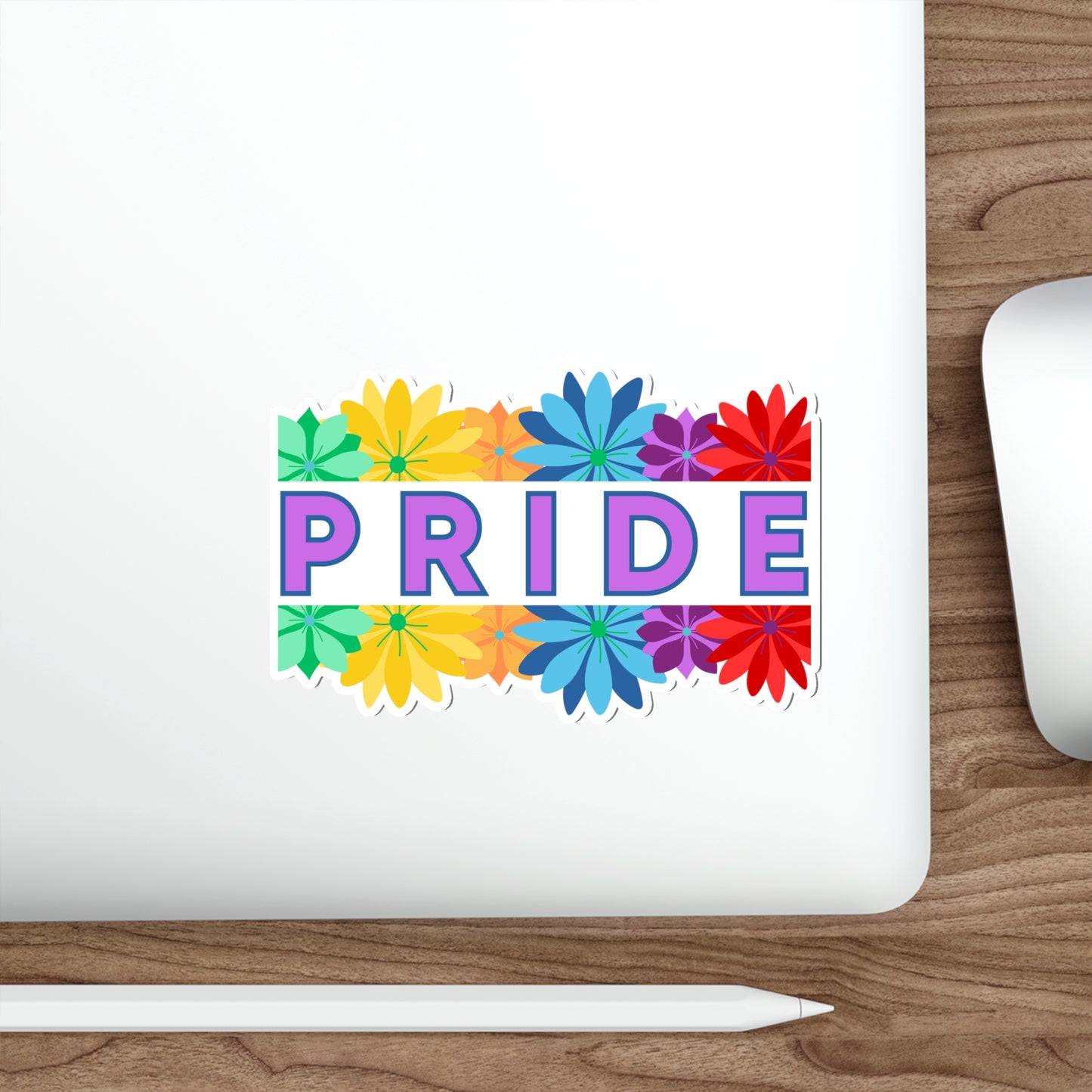 Rainbow Halved Flower Pride Die-Cut Stickers