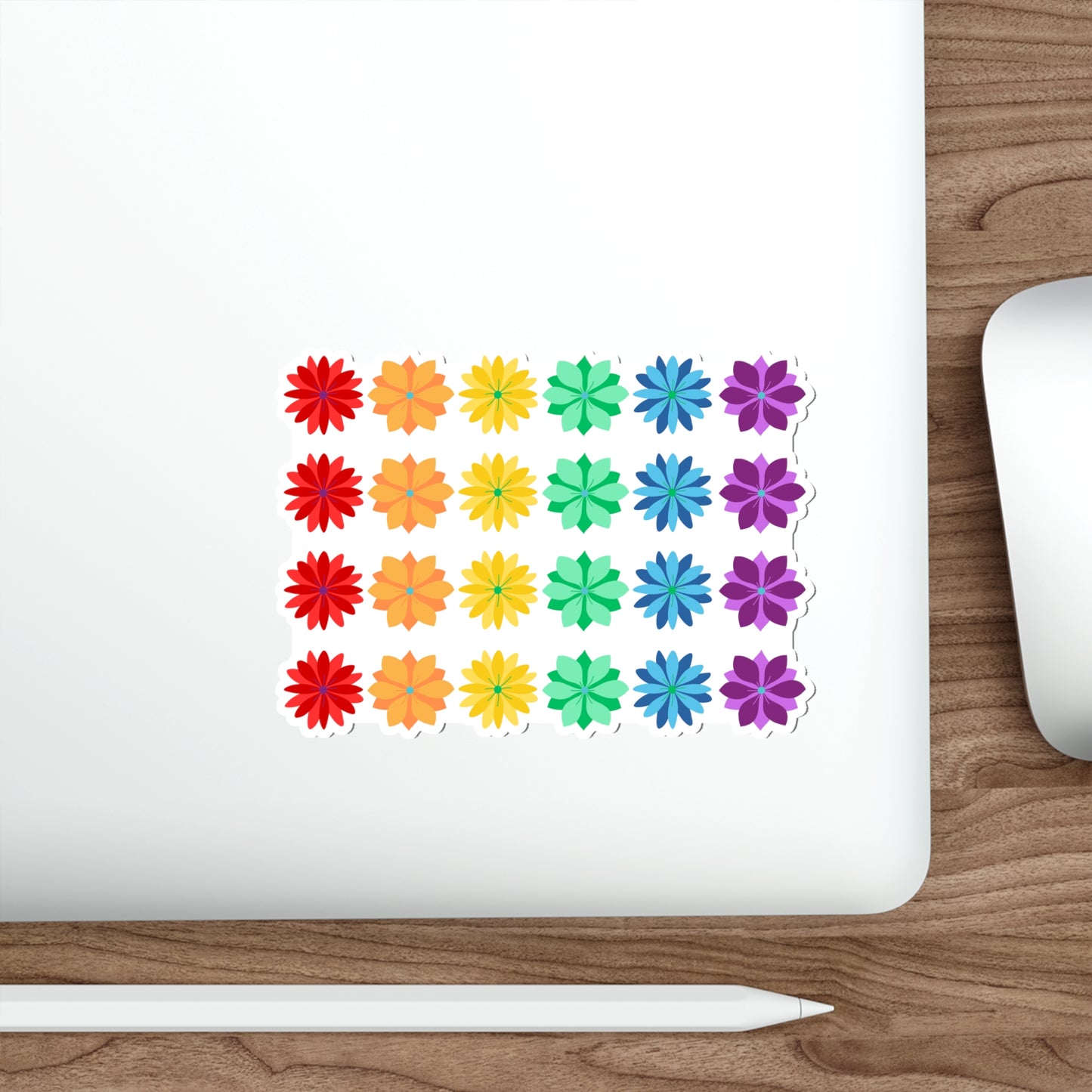 Rainbow Flower Wall Die-Cut Stickers