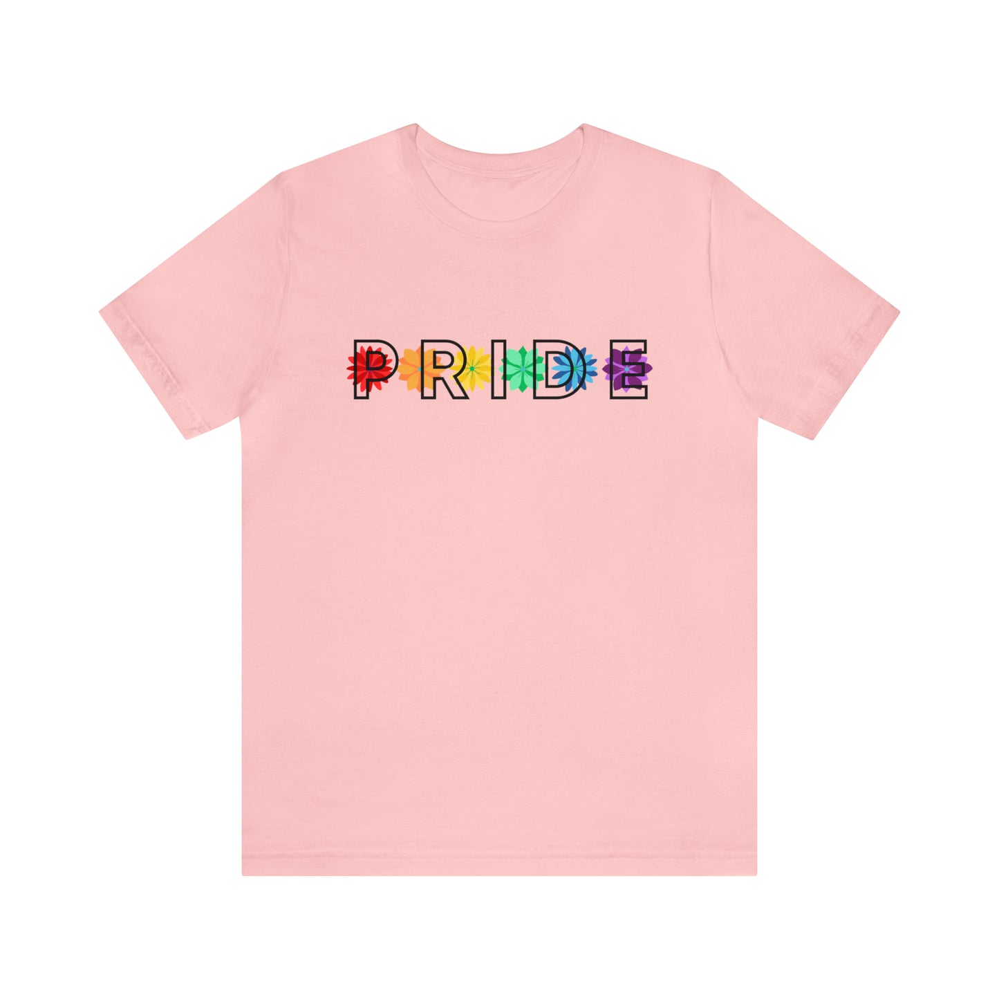 Rainbow Pride Overlay Flower Line Unisex T-shirt