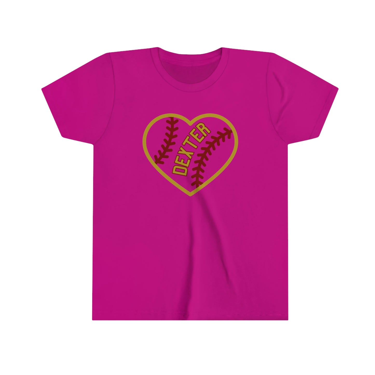 Dexter Baseball Large Heart Youth T-shirt