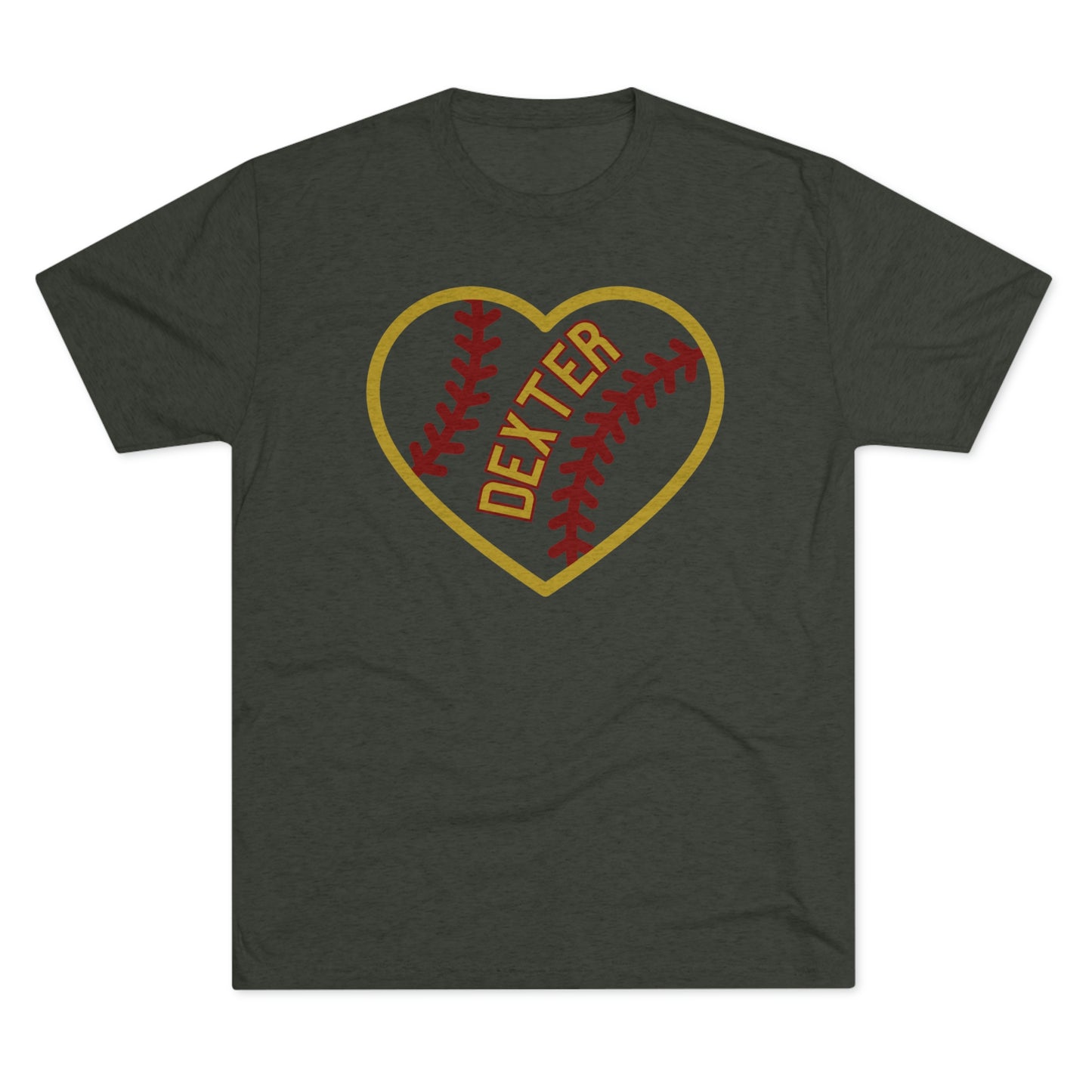 Dexter Baseball Large Heart Unisex Tri-blend T-shirt