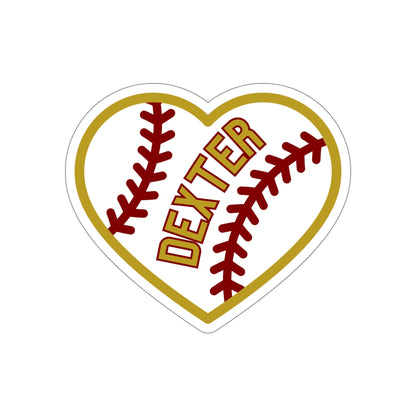 Dexter Baseball Large Heart Die-Cut Stickers