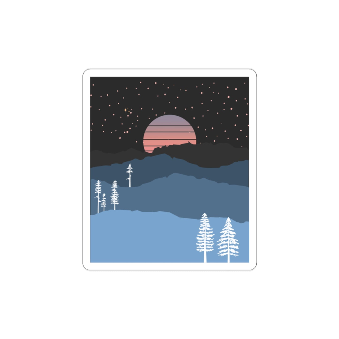 Mountain Moon Rise Die-Cut Stickers