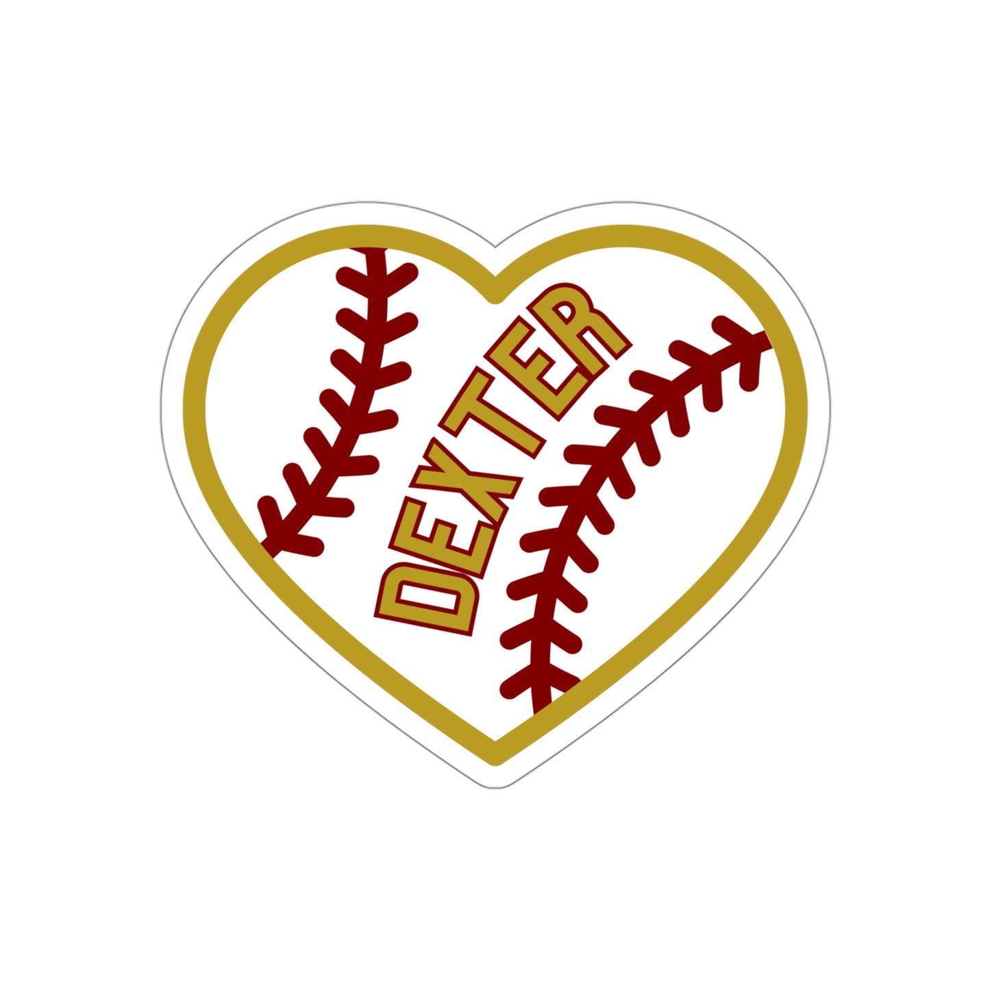 Dexter Baseball Large Heart Die-Cut Stickers