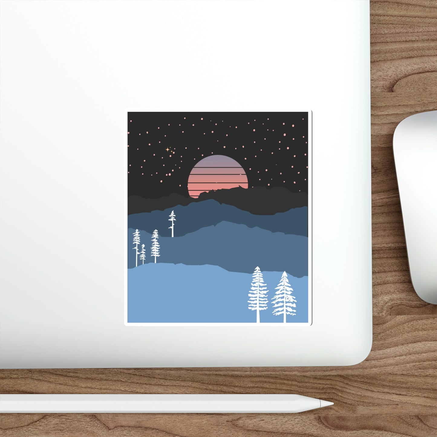 Mountain Moon Rise Die-Cut Stickers