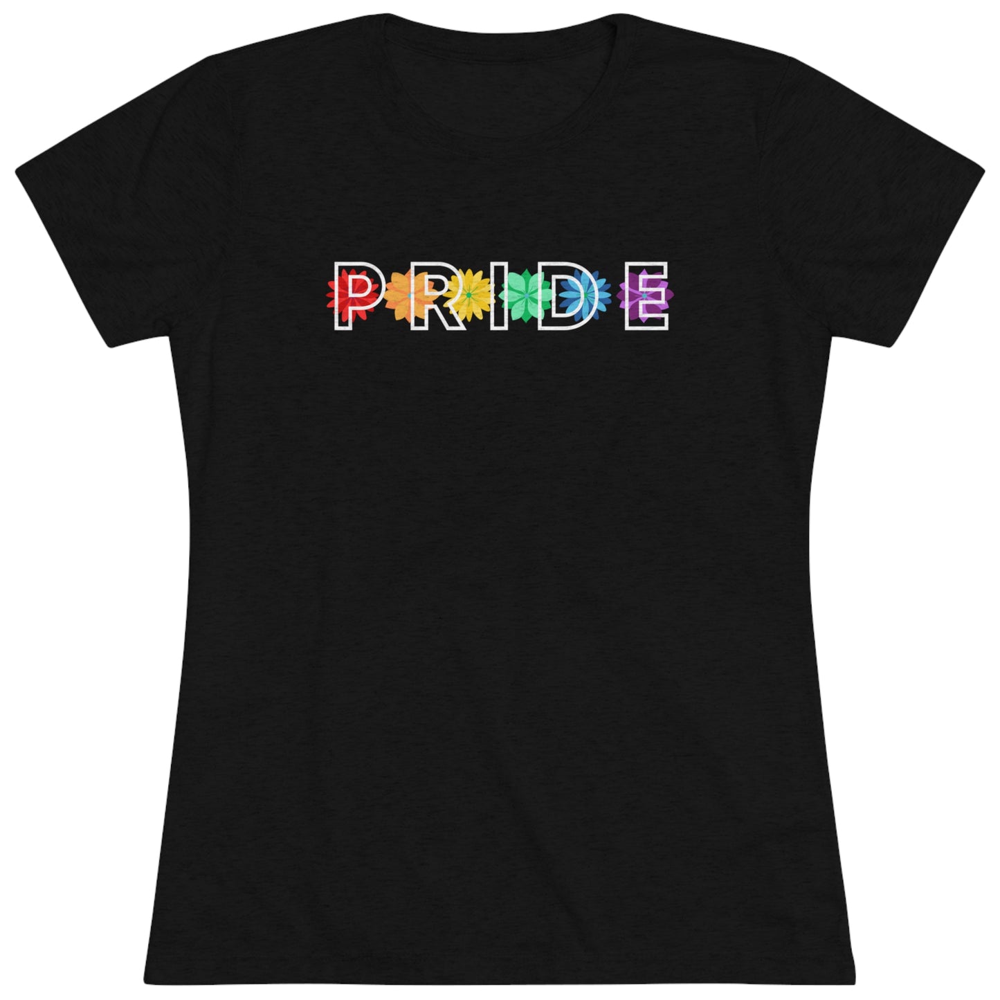 Rainbow Pride Overlay Flower Line Women's Tri-blend T-shirt