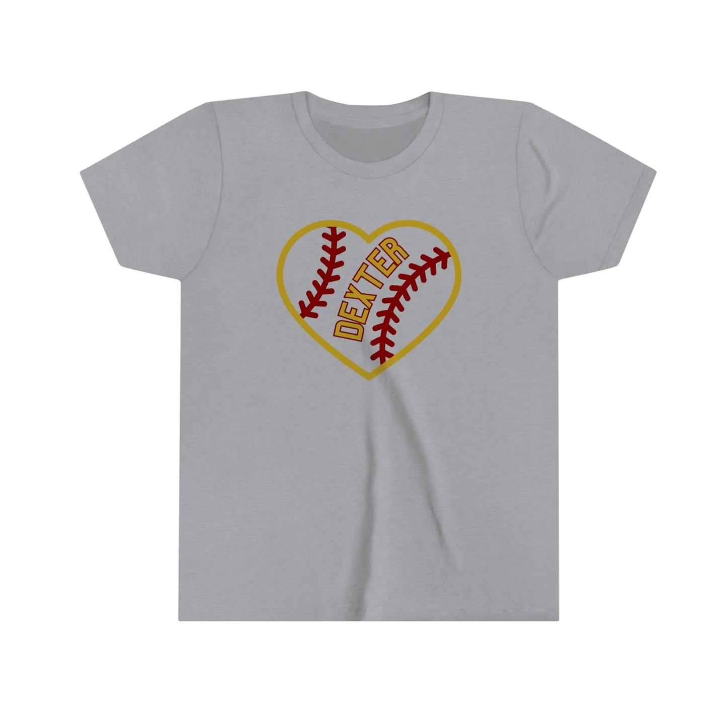 Dexter Baseball Large Heart Youth T-shirt