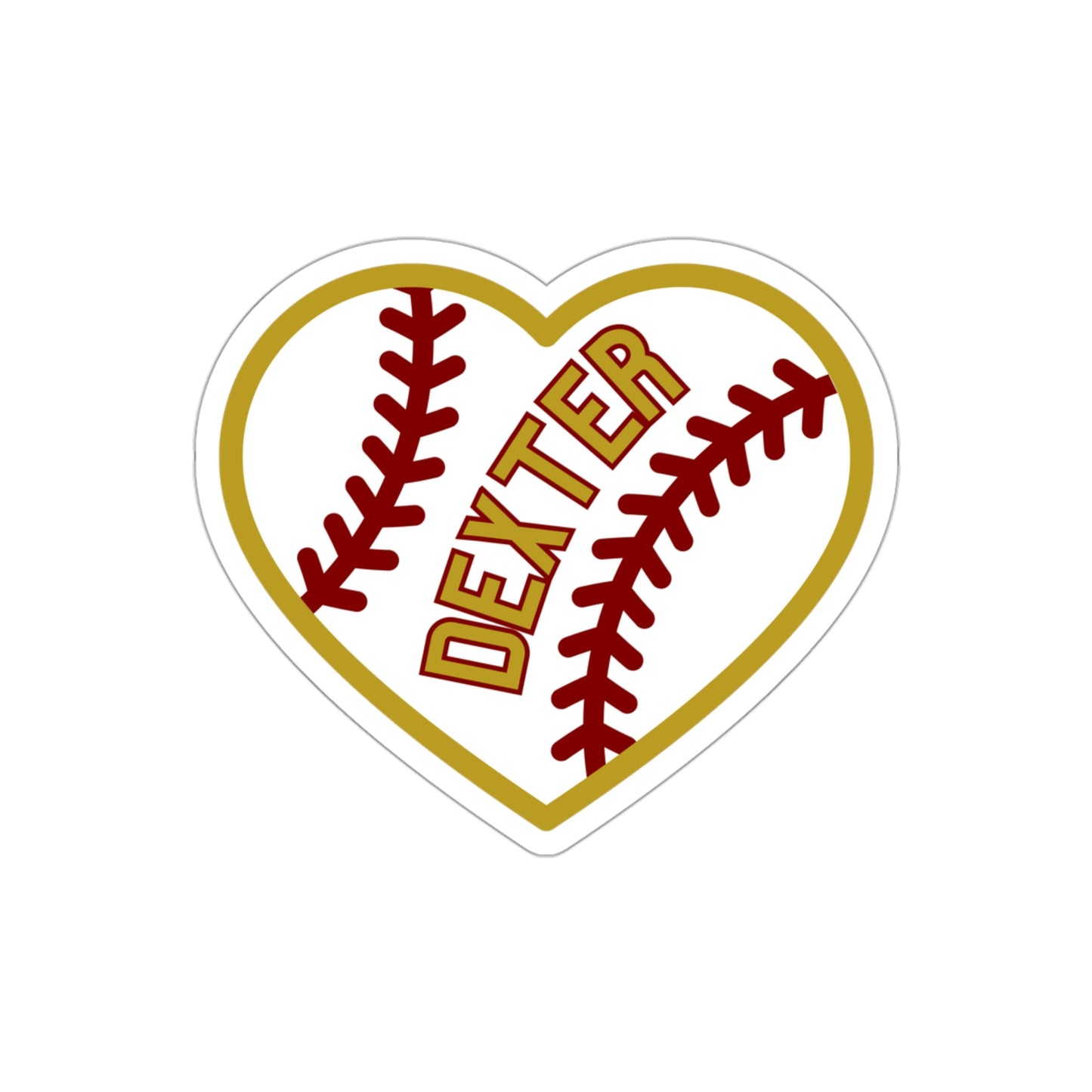 Dexter Baseball Large Heart Die-Cut Stickers