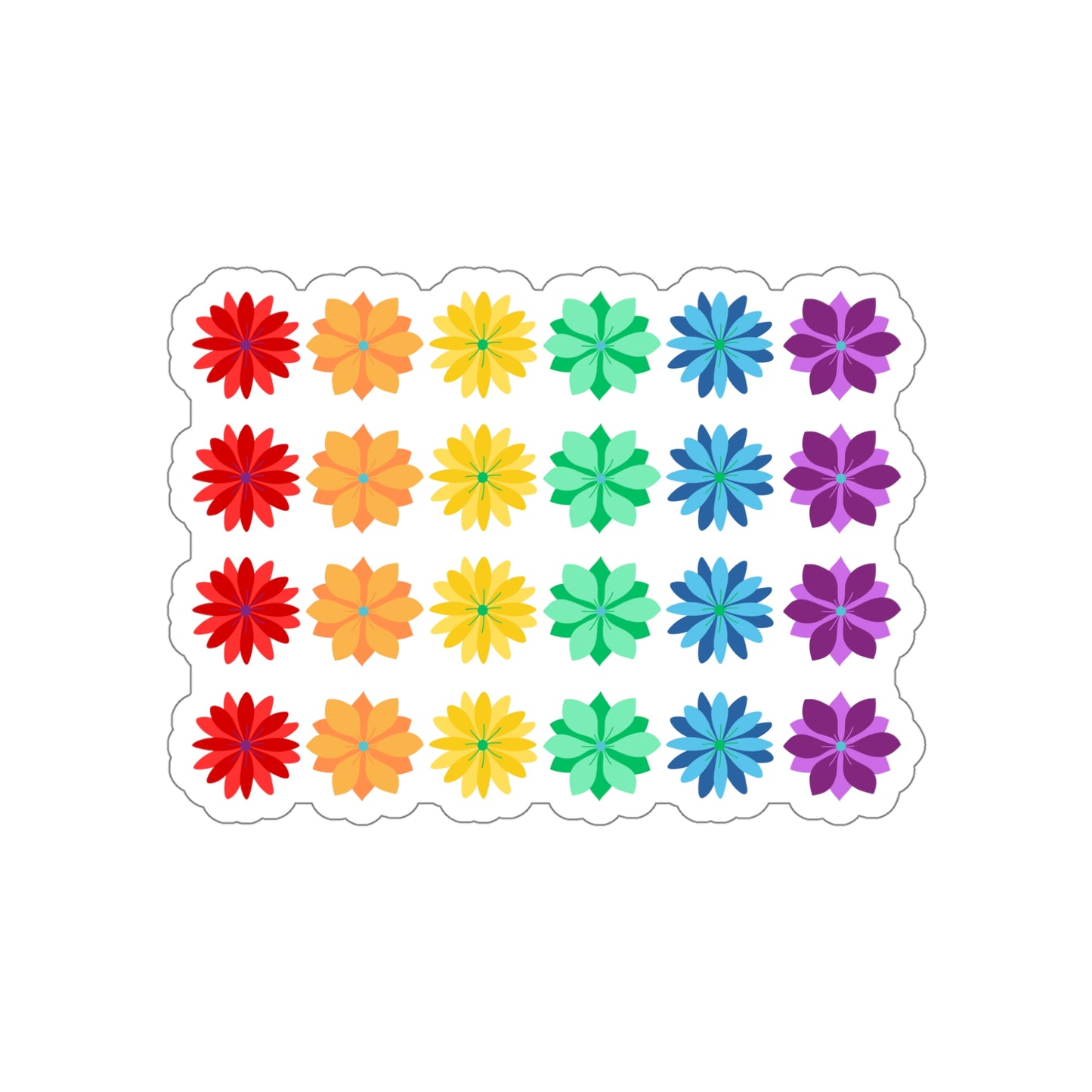 Rainbow Flower Wall Die-Cut Stickers