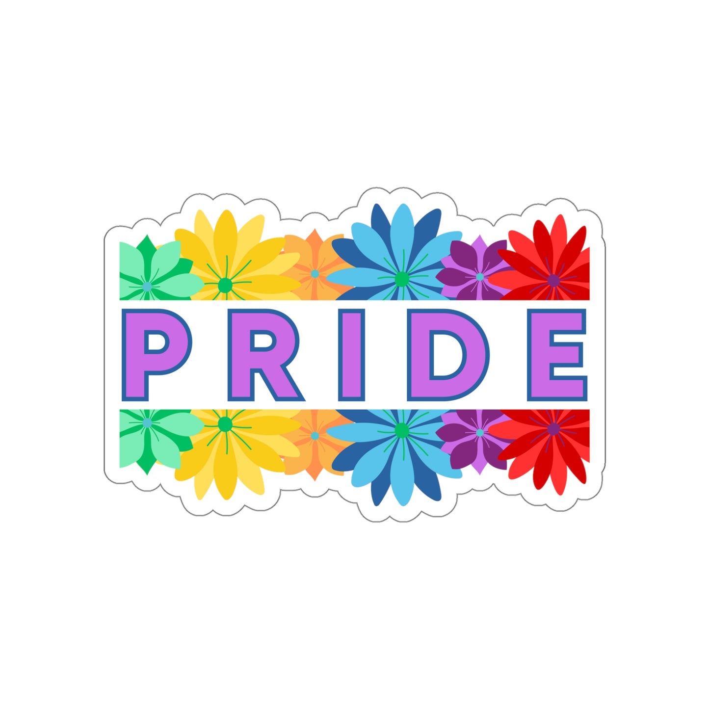 Rainbow Halved Flower Pride Die-Cut Stickers