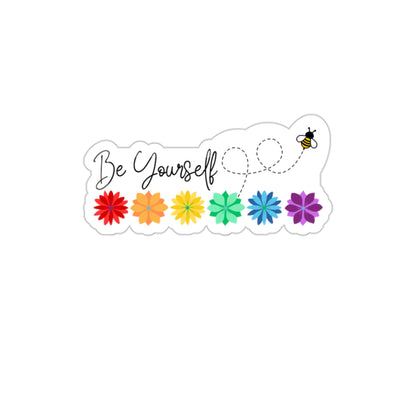 Be Yourself Bee Rainbow Flower Line Die-Cut Stickers