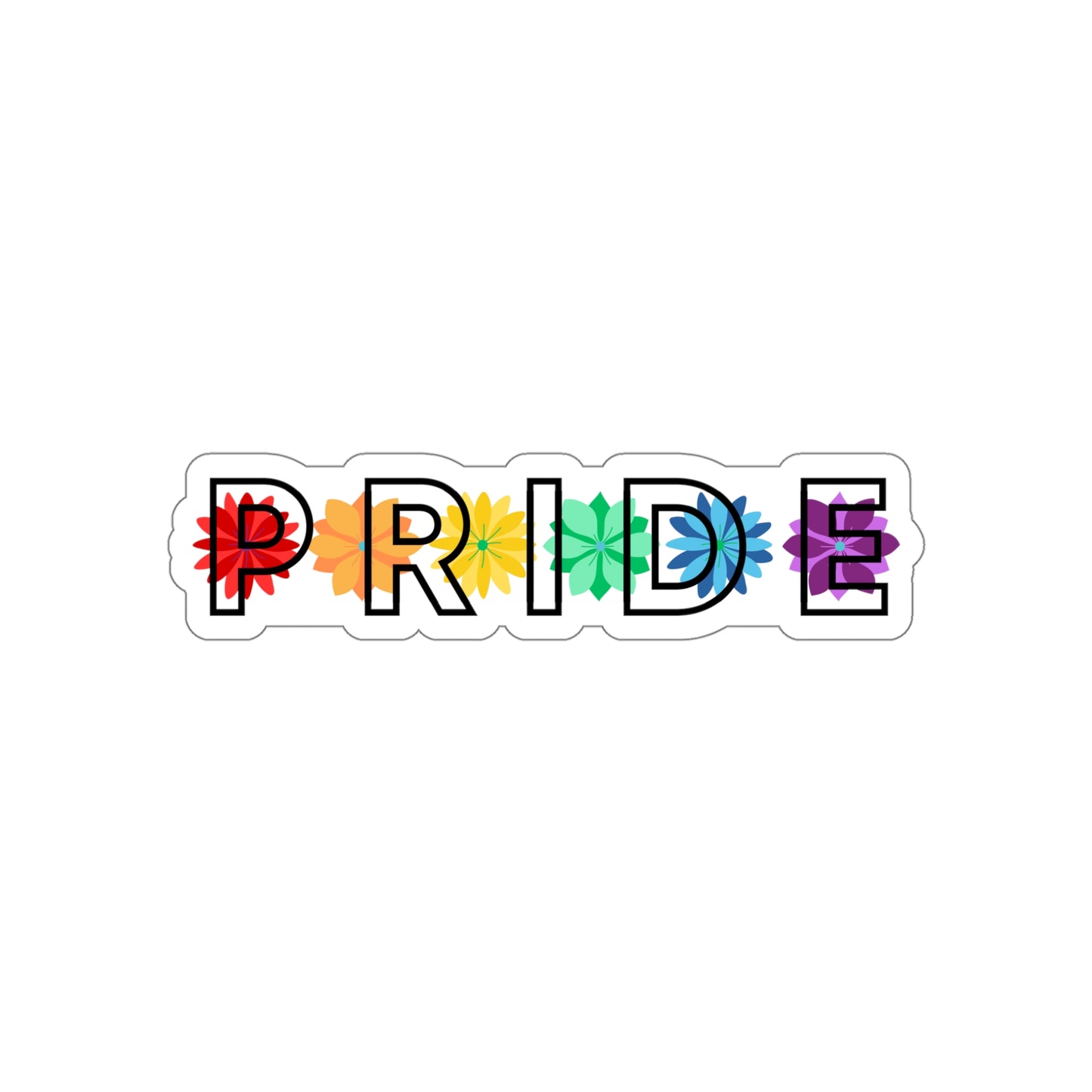 Rainbow Pride Overlay Flower Line  Die-Cut Stickers