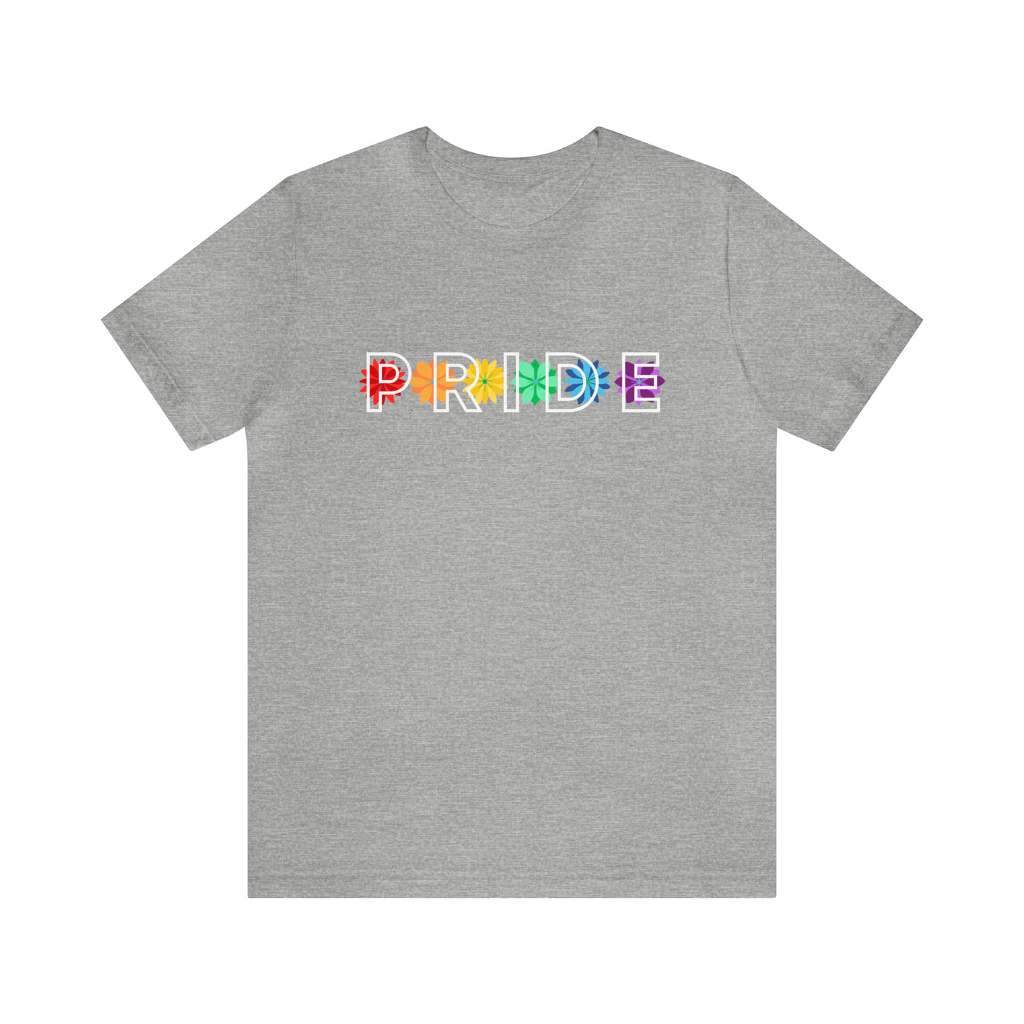 Rainbow Pride Overlay Flower Line Unisex T-shirt