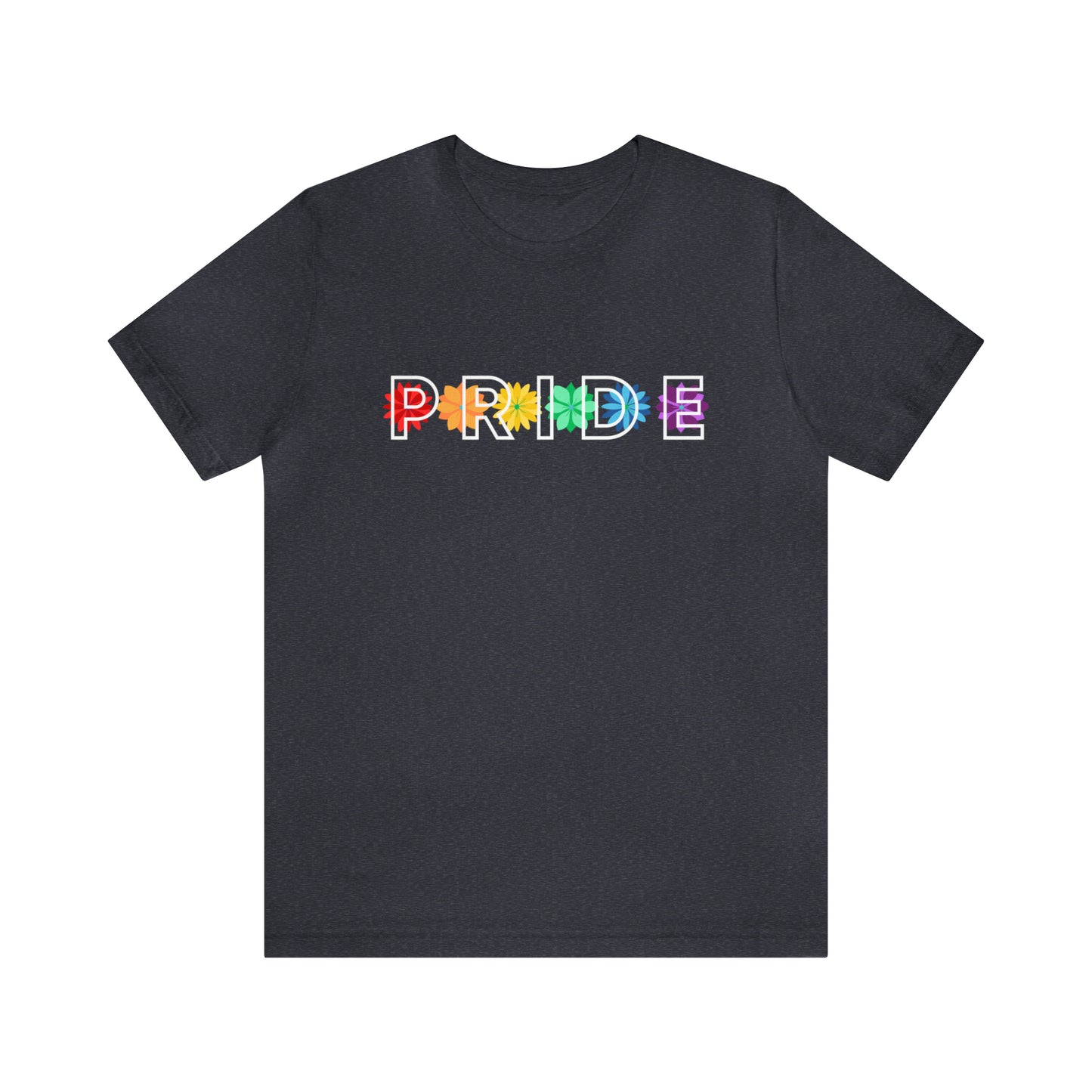 Rainbow Pride Overlay Flower Line Unisex T-shirt