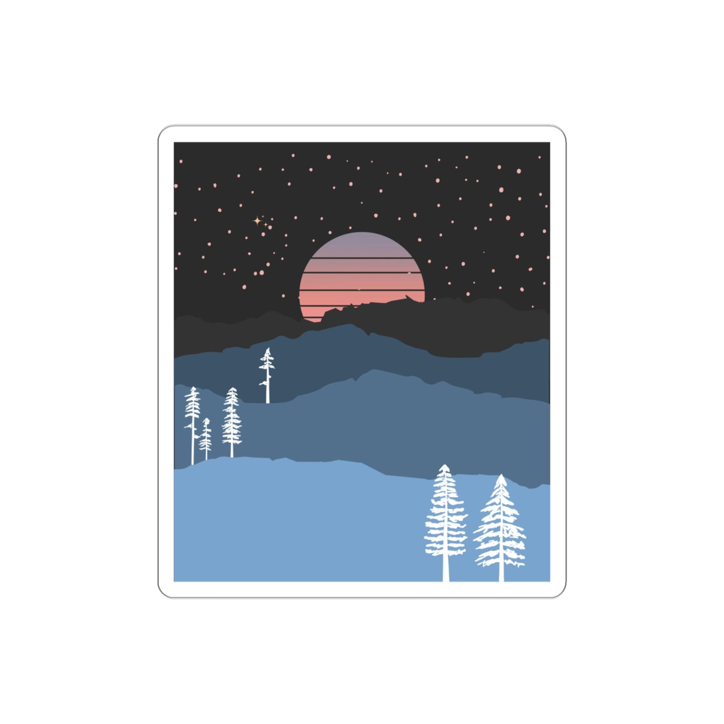 Mountain Moon Rise Die-Cut Stickers