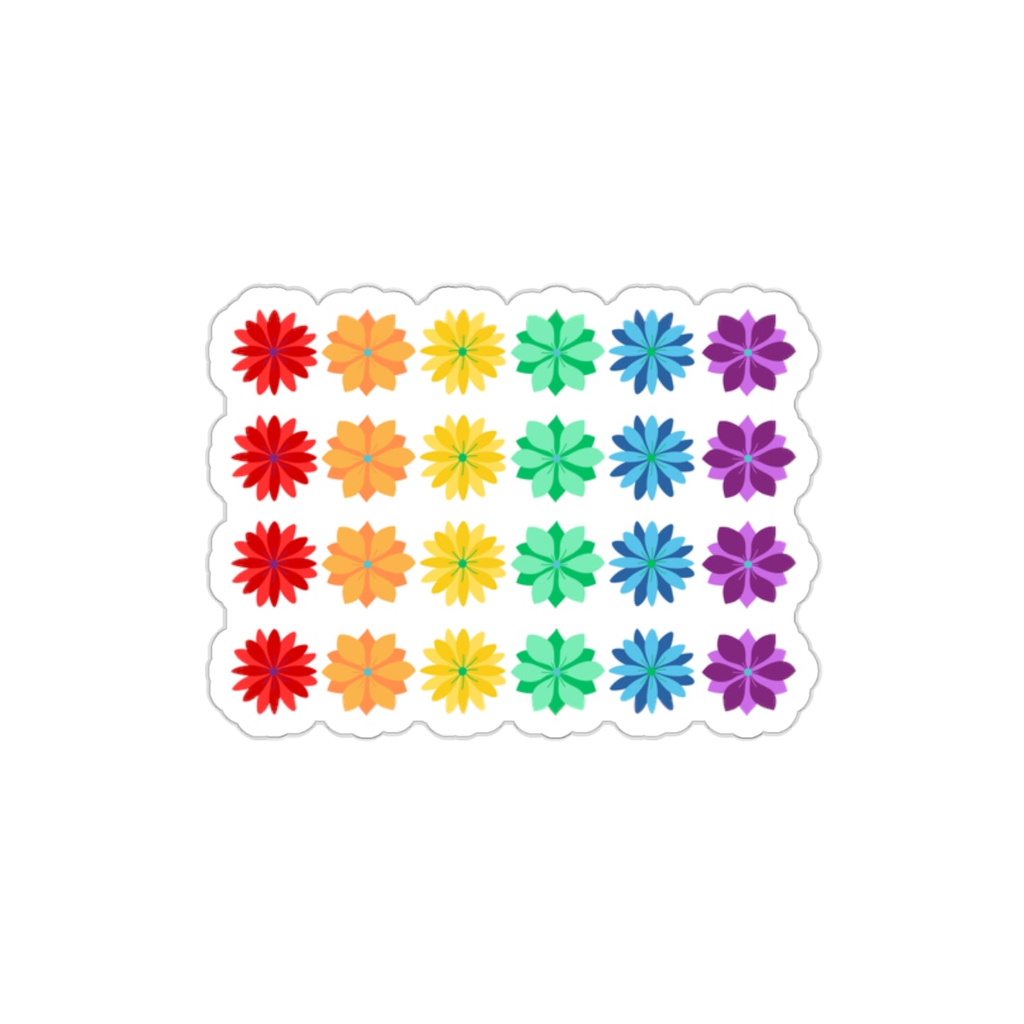 Rainbow Flower Wall Die-Cut Stickers