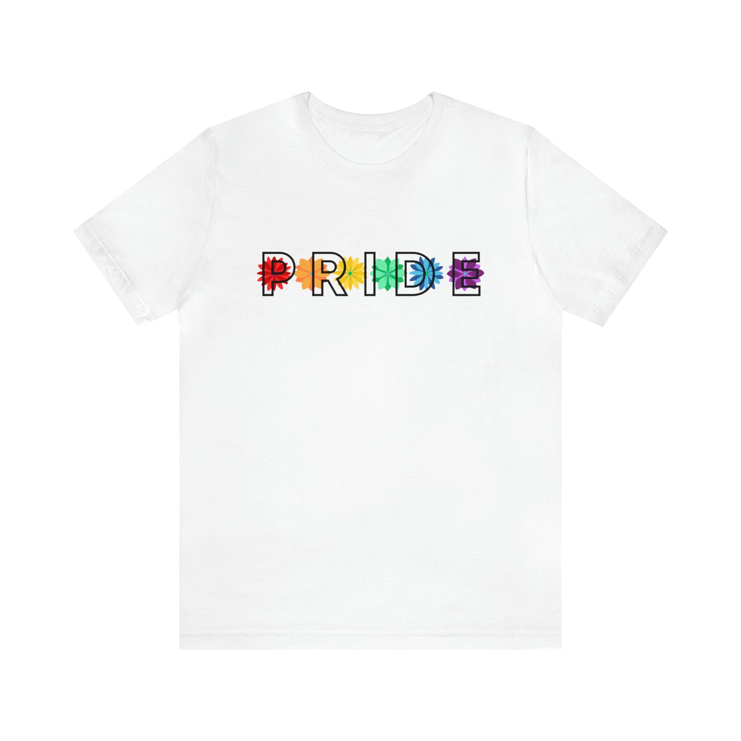 Rainbow Pride Overlay Flower Line Unisex T-shirt