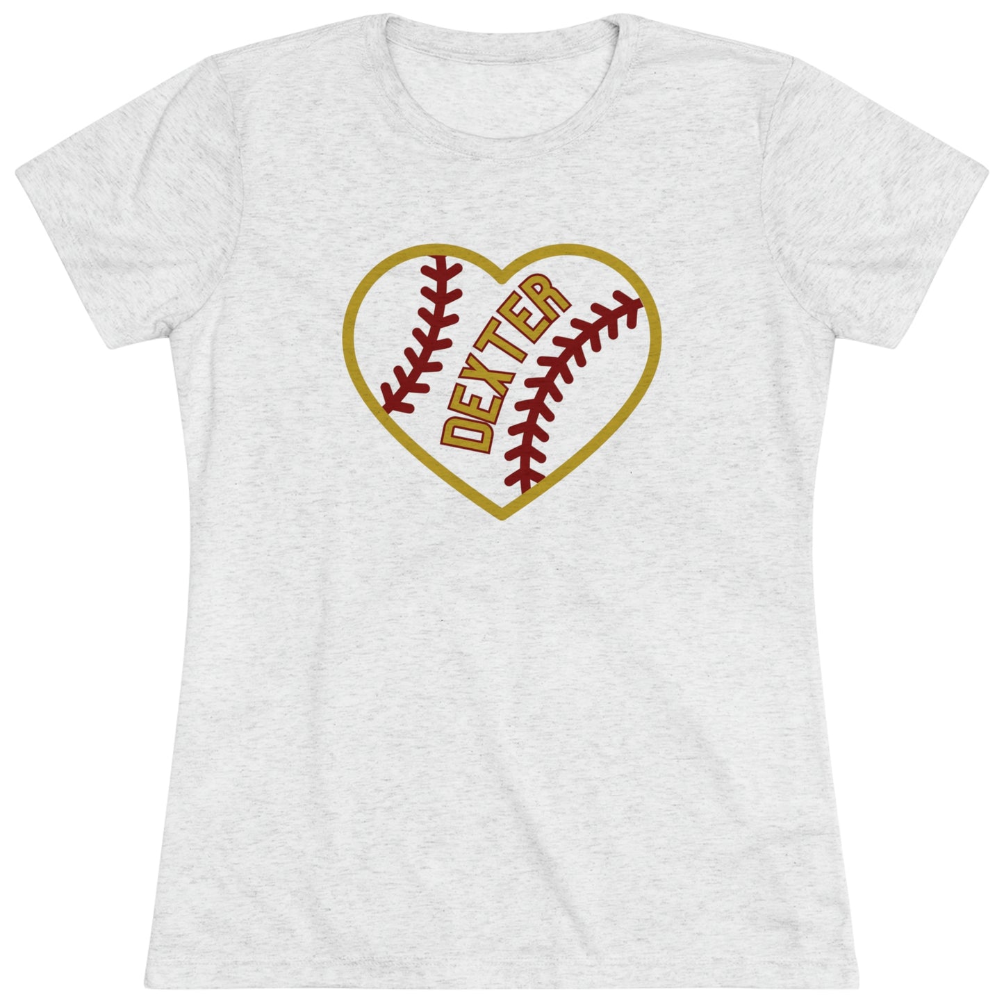 Dexter Baseball Large Heart Women's Tri-blend T-shirt