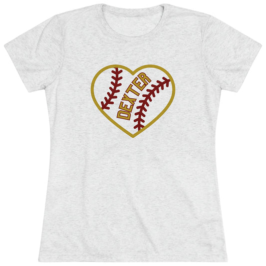 Dexter Baseball Large Heart Women's Tri-blend T-shirt