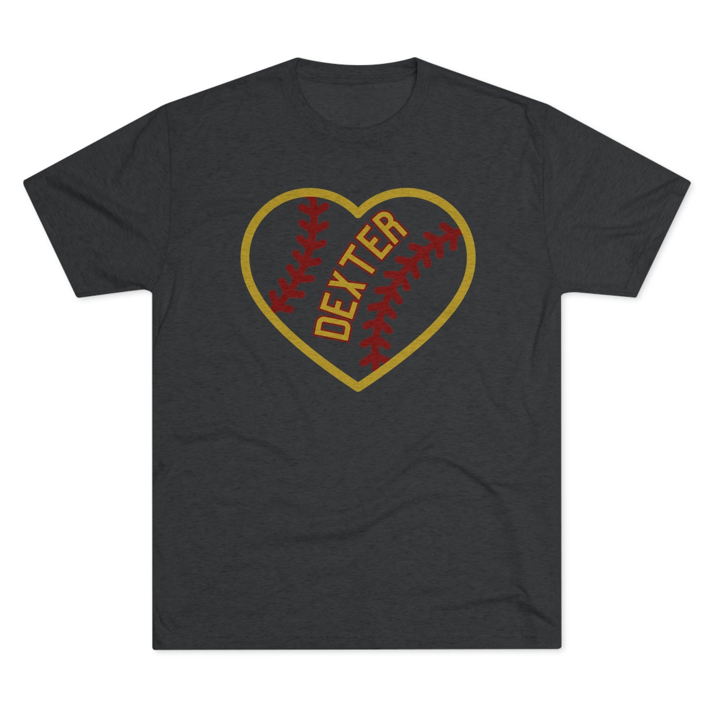 Dexter Baseball Large Heart Unisex Tri-blend T-shirt