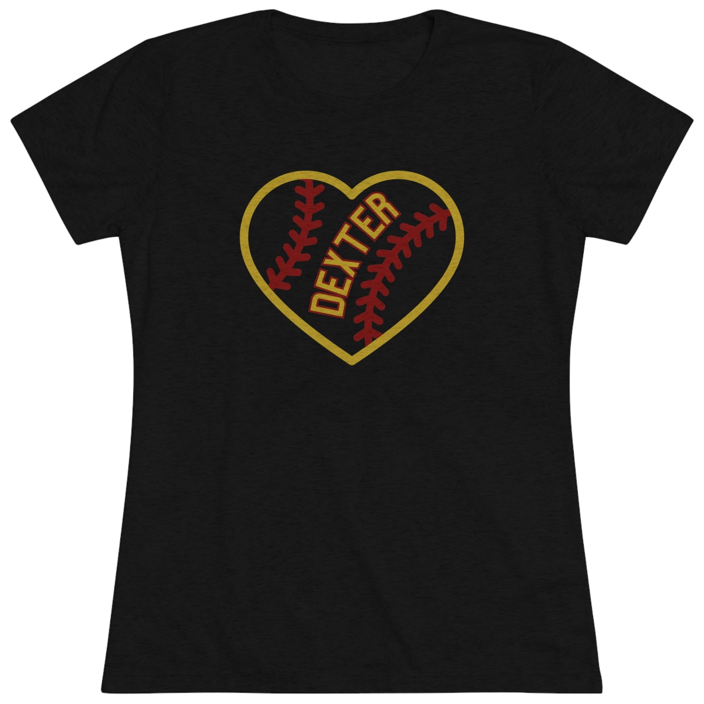 Dexter Baseball Large Heart Women's Tri-blend T-shirt