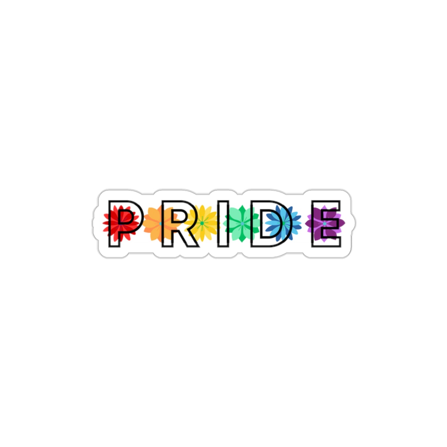 Rainbow Pride Overlay Flower Line  Die-Cut Stickers