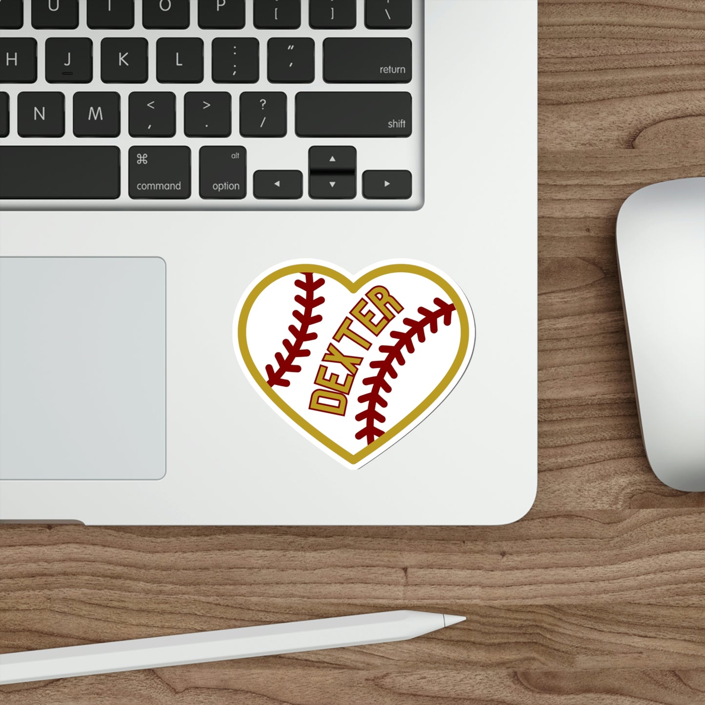 Dexter Baseball Large Heart Die-Cut Stickers