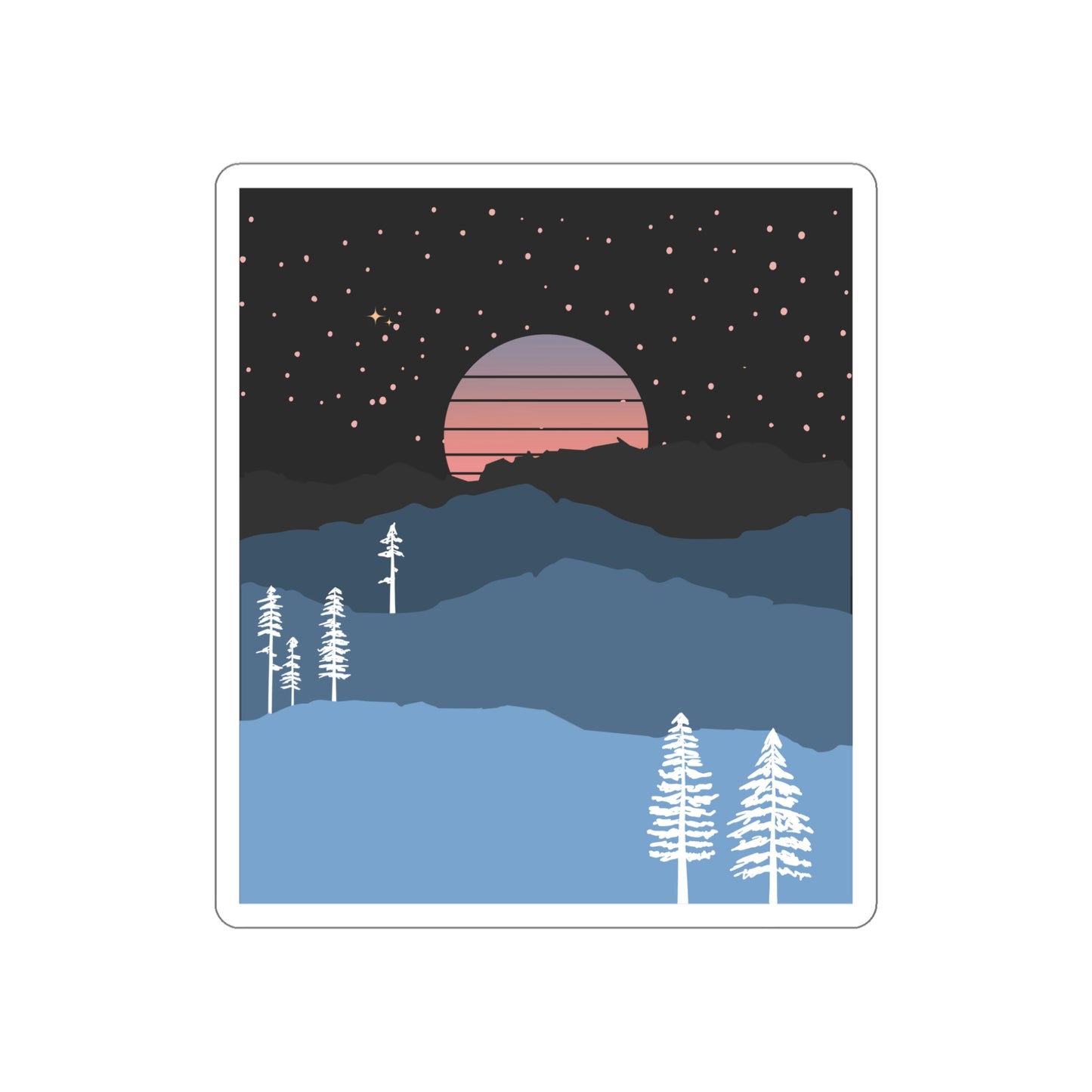 Mountain Moon Rise Die-Cut Stickers