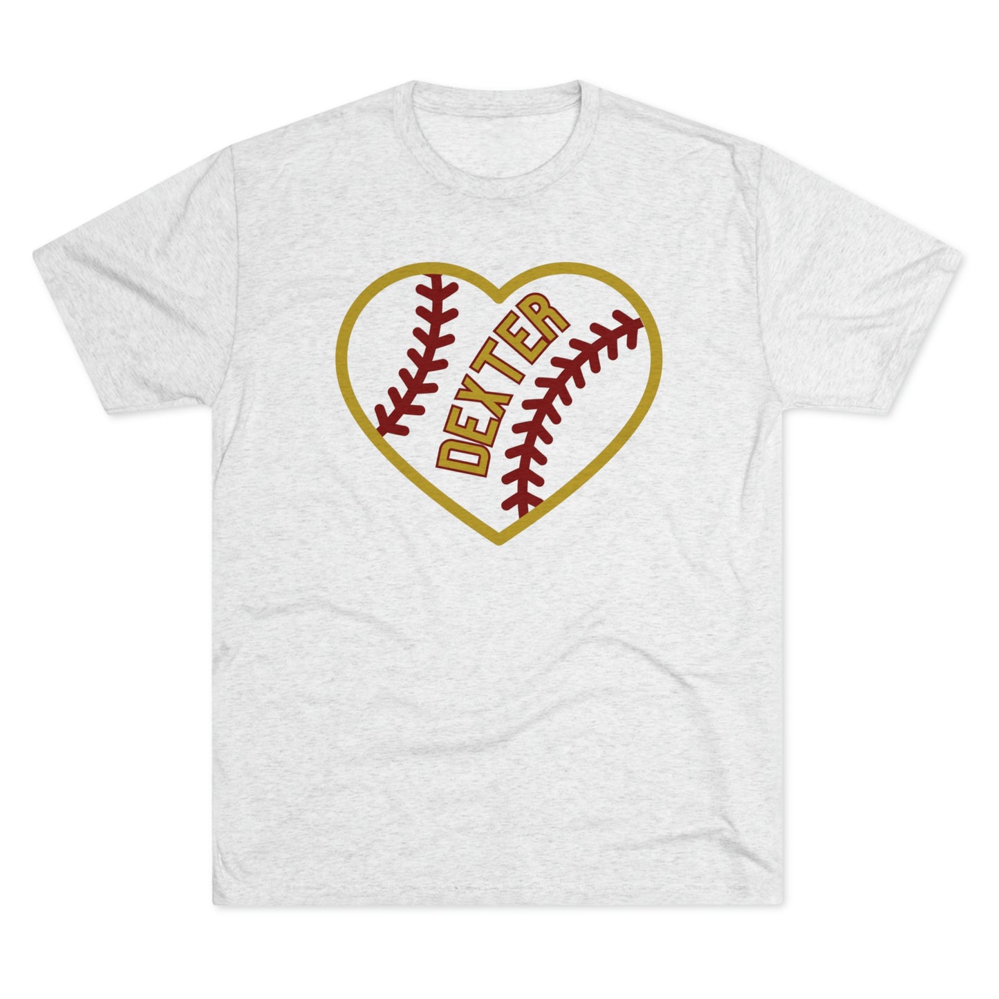 Dexter Baseball Large Heart Unisex Tri-blend T-shirt