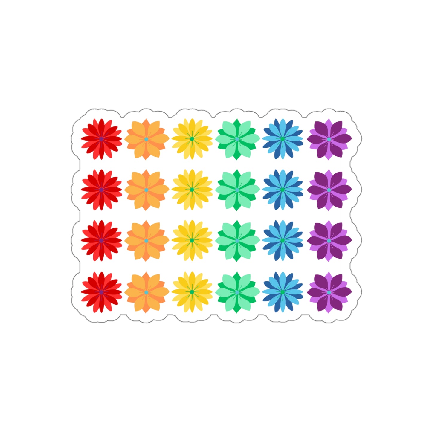 Rainbow Flower Wall Die-Cut Stickers