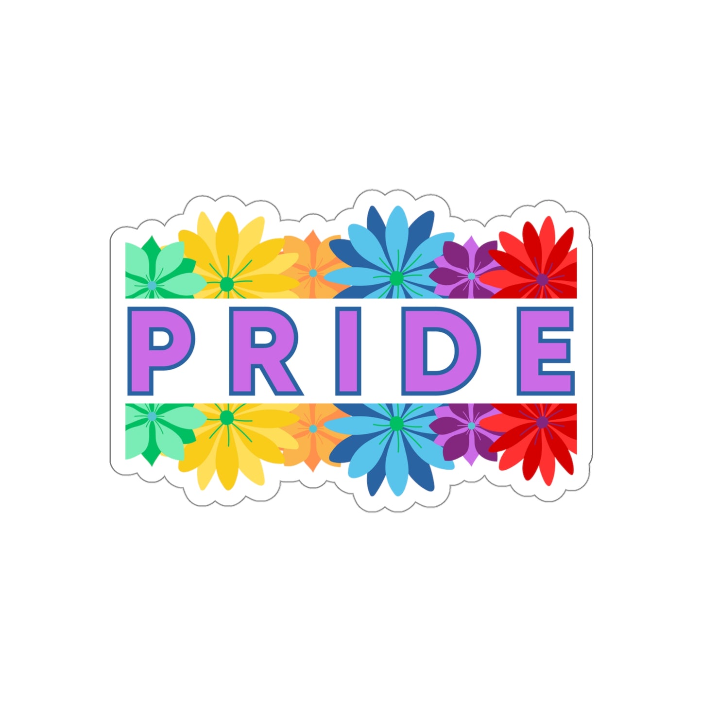 Rainbow Halved Flower Pride Die-Cut Stickers