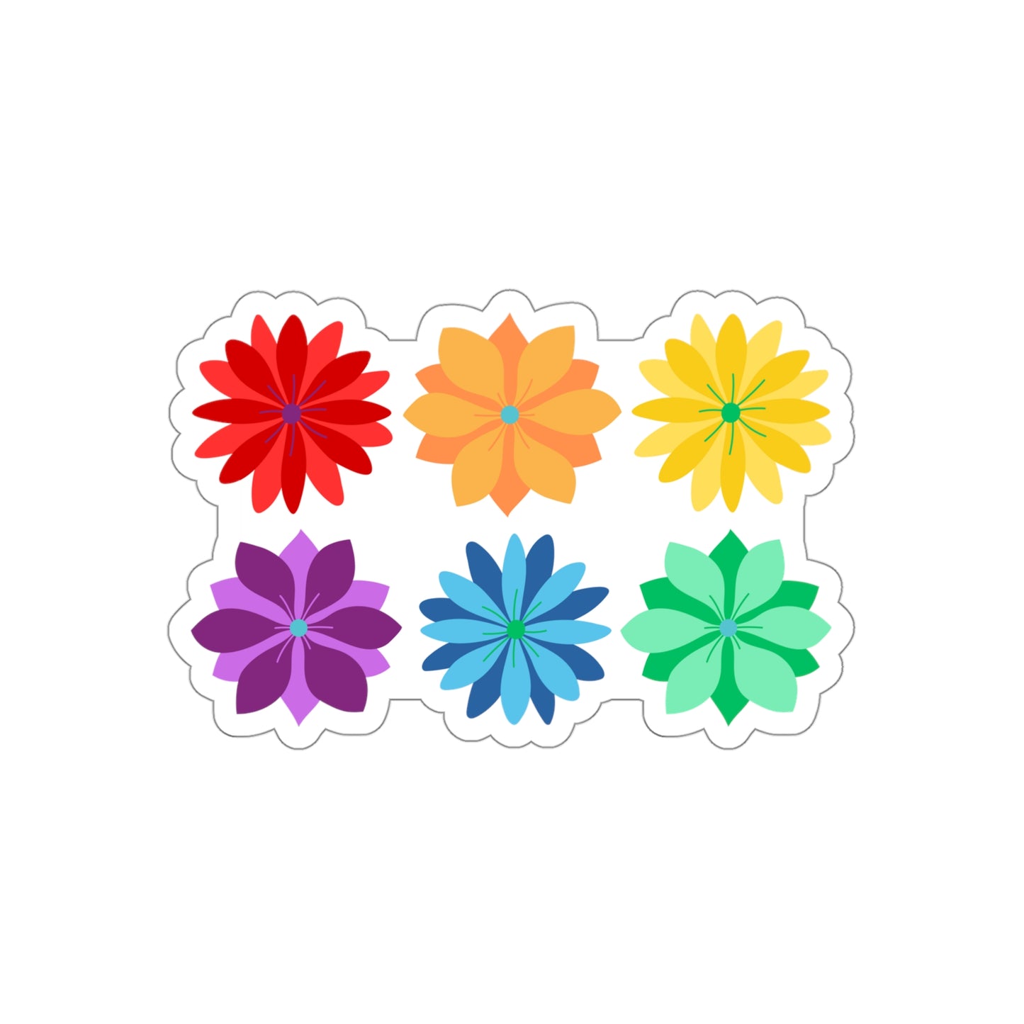 Rainbow Flower Stack Die-Cut Stickers