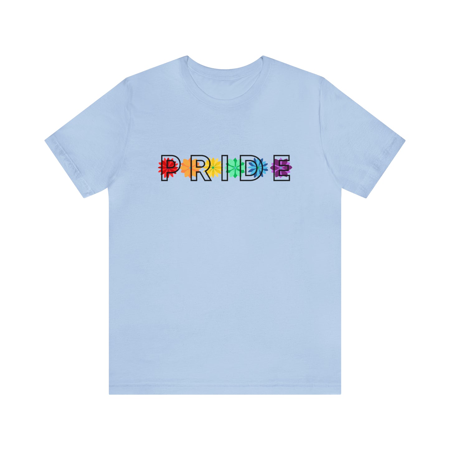 Rainbow Pride Overlay Flower Line Unisex T-shirt