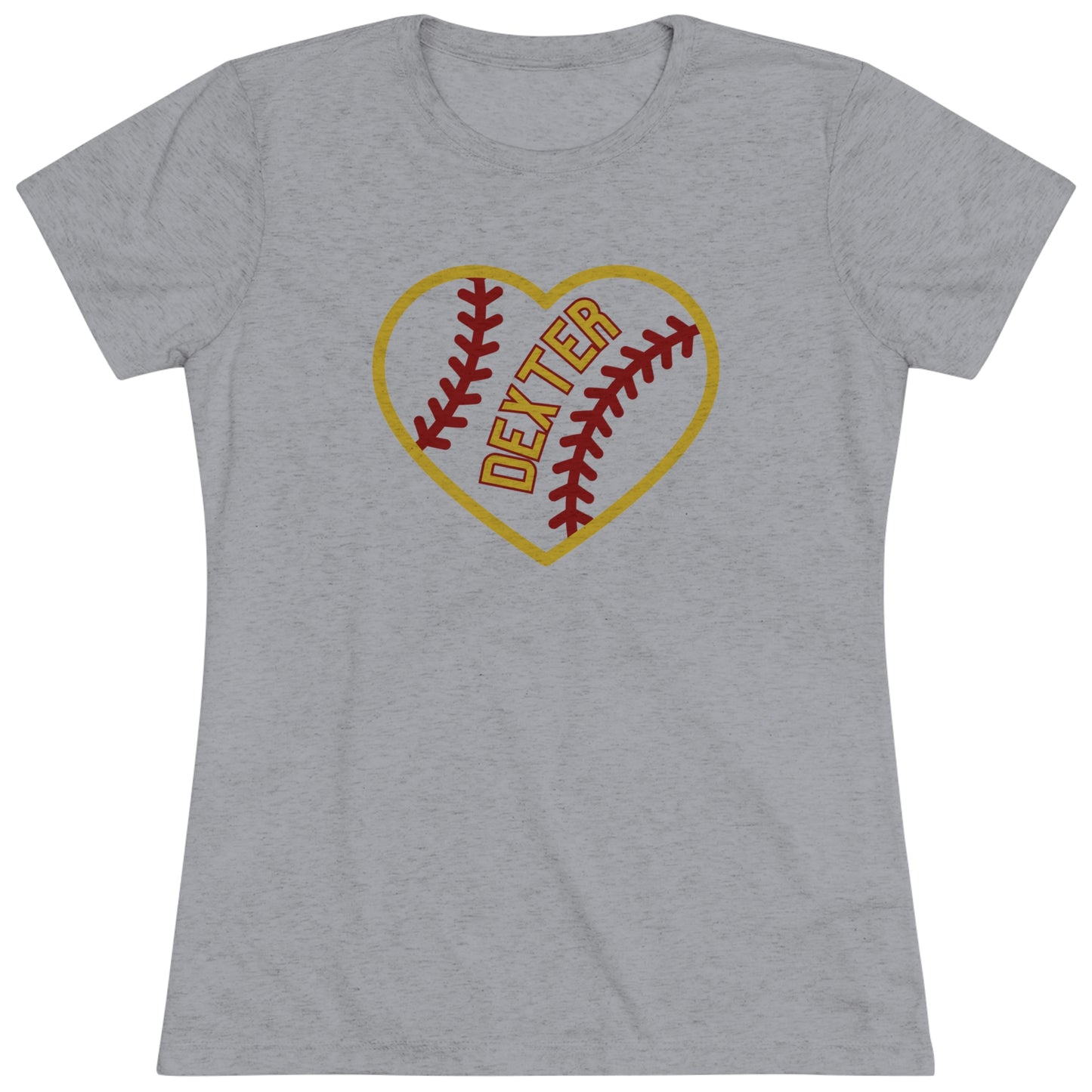 Dexter Baseball Large Heart Women's Tri-blend T-shirt