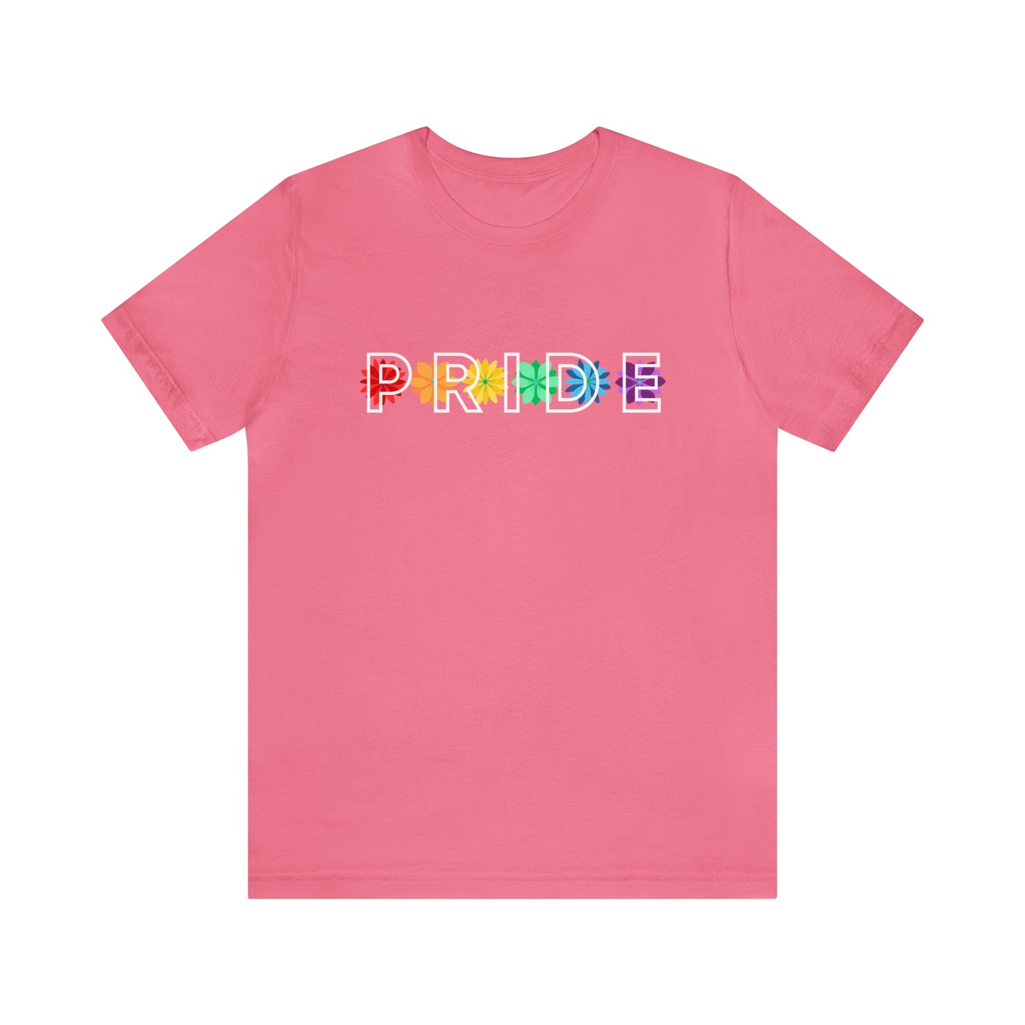 Rainbow Pride Overlay Flower Line Unisex T-shirt