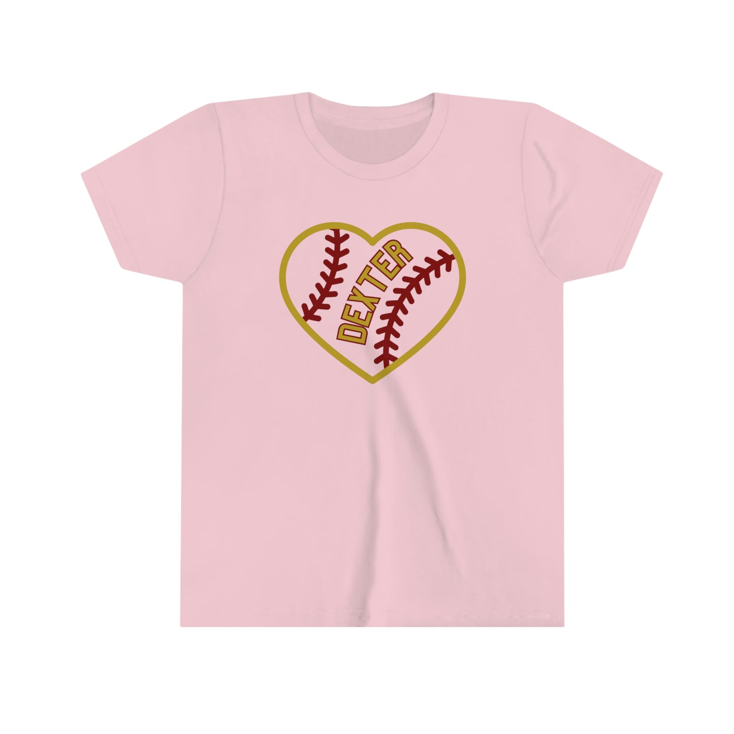 Dexter Baseball Large Heart Youth T-shirt