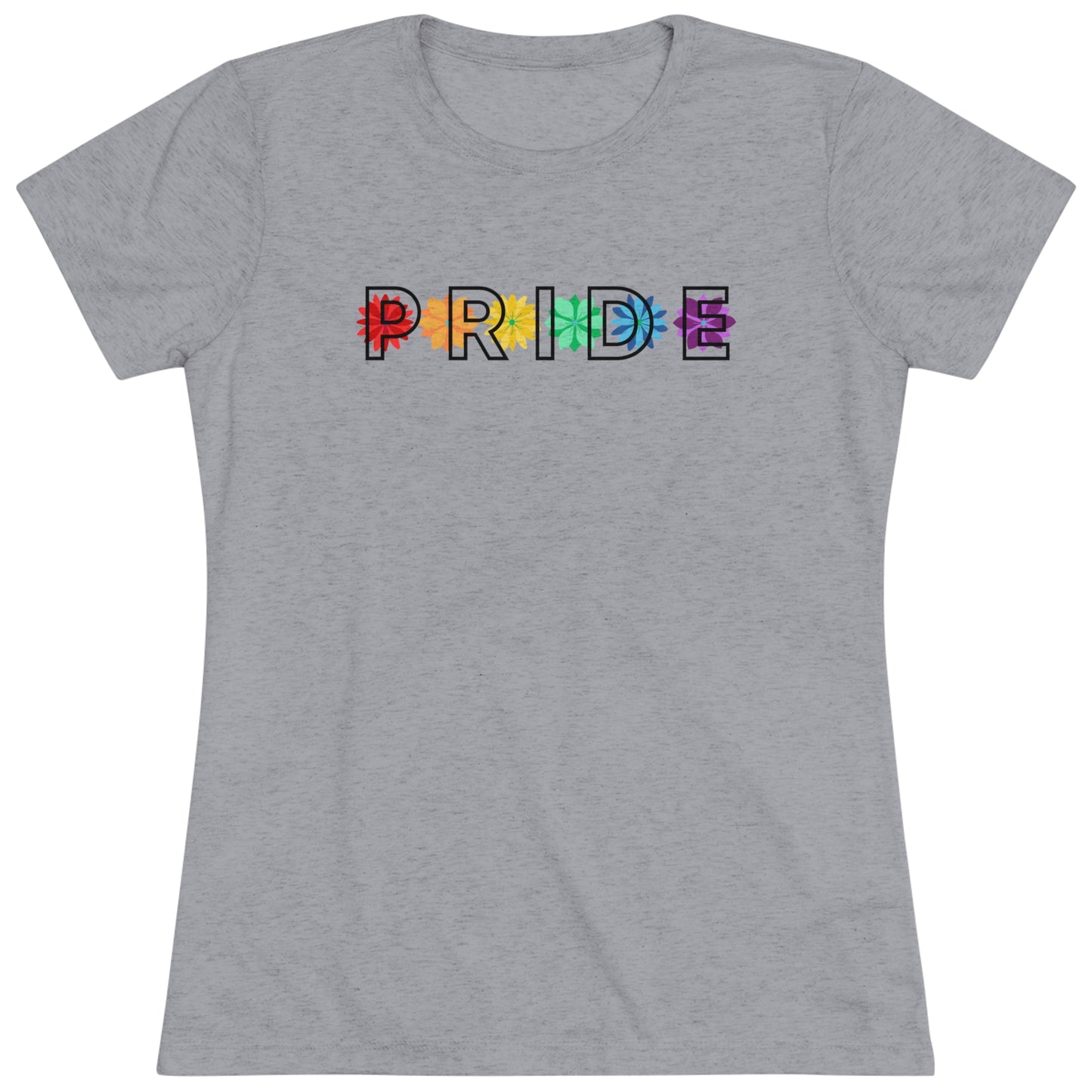 Rainbow Pride Overlay Flower Line Women's Tri-blend T-shirt