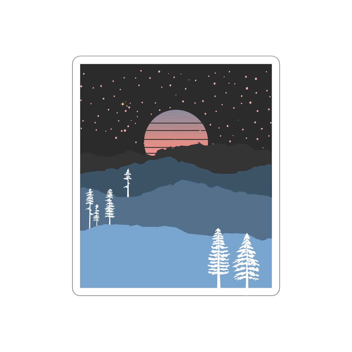 Mountain Moon Rise Die-Cut Stickers