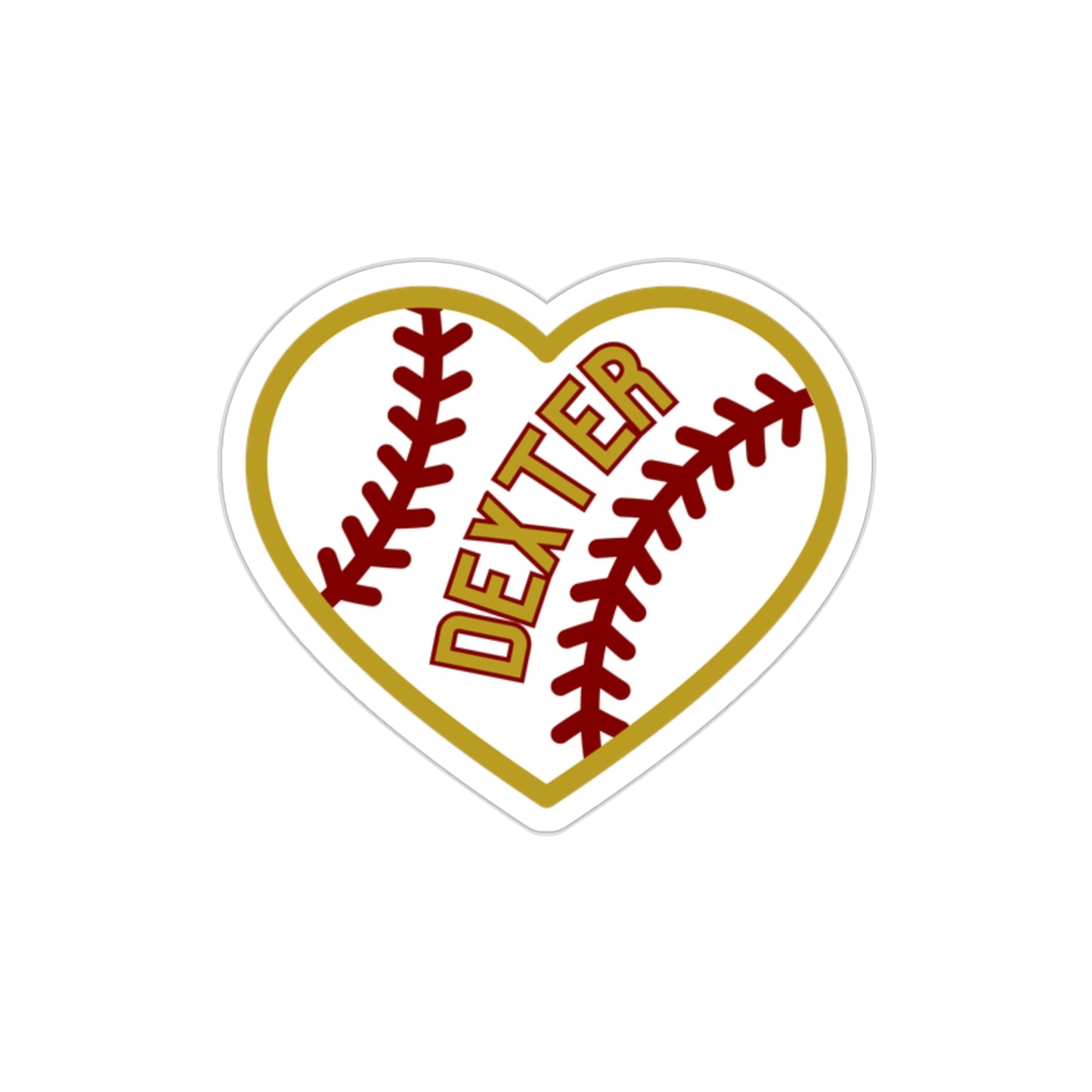 Dexter Baseball Large Heart Die-Cut Stickers